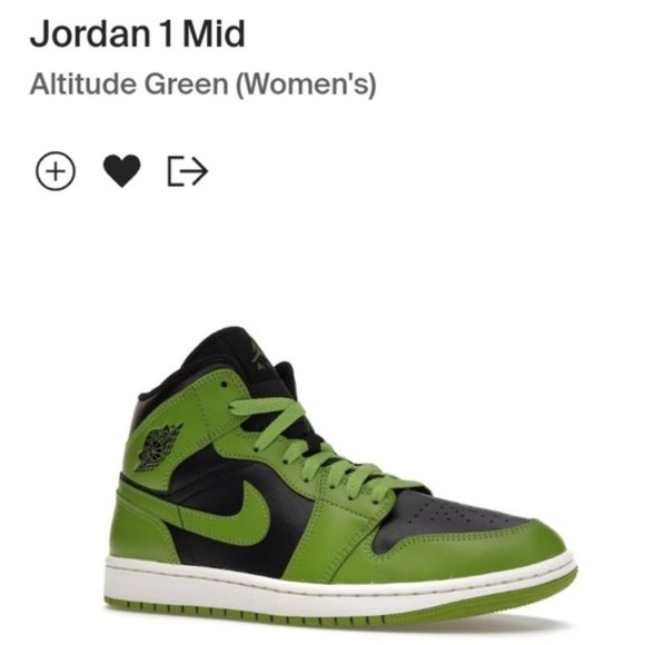 Women's Nike Air Jordan 1 Mid Altitude Green Sneakers - Size 6 Shoes - Picture 3 of 12